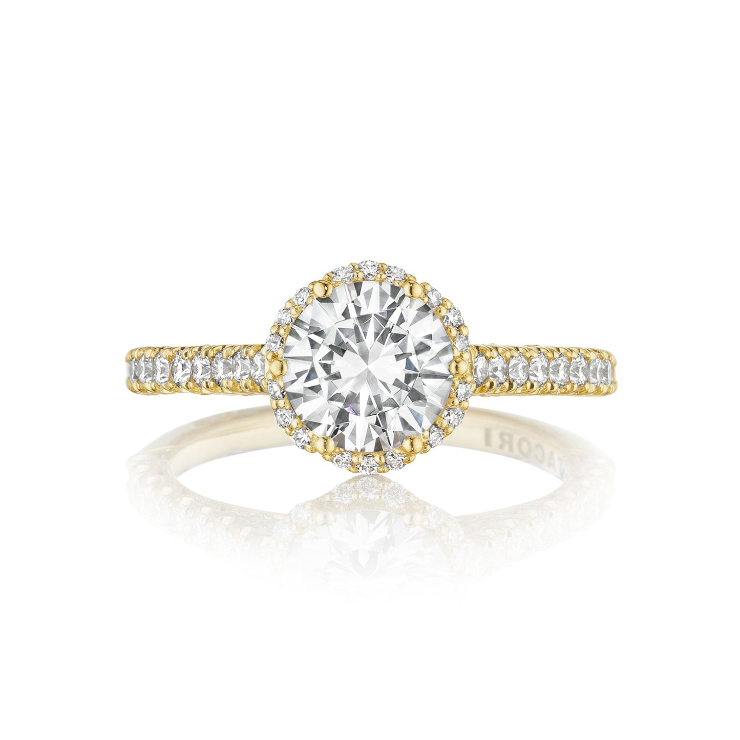Tacori 18k Yellow Gold Petite Crescent Round Diamond Engagement Ring Setting (0.5 CTW)