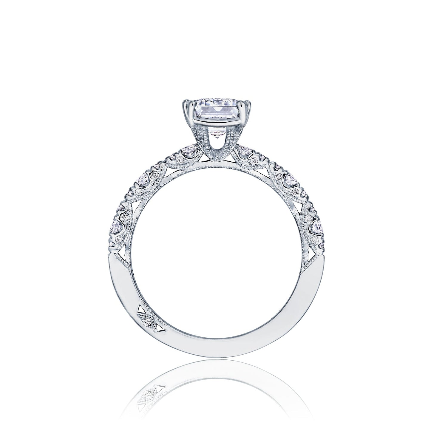 Tacori 18k White Gold Petite Crescent Oval Diamond Engagement Ring Setting (0.35 CTW)