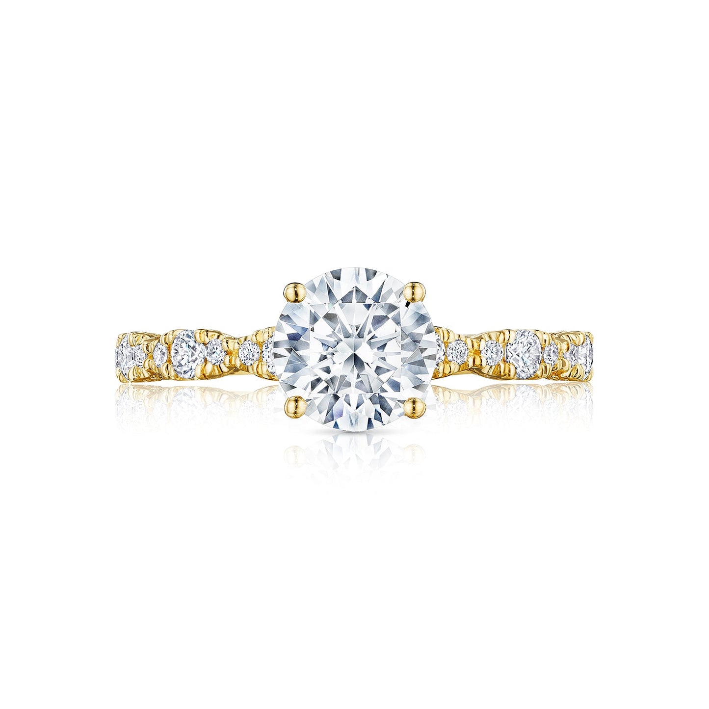 Tacori 18k Yellow Gold Petite Crescent Round Diamond Engagement Ring Setting (0.35 CTW)