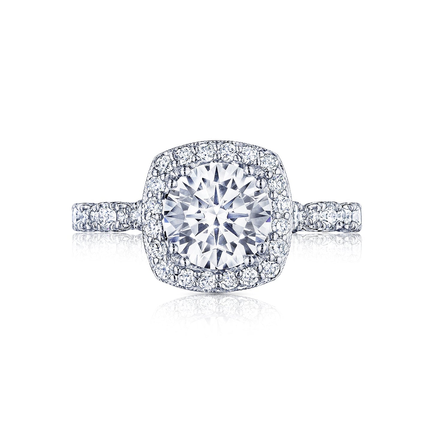 Tacori Platinum Petite Crescent Round Diamond Engagement Ring Setting (0.65 CTW)