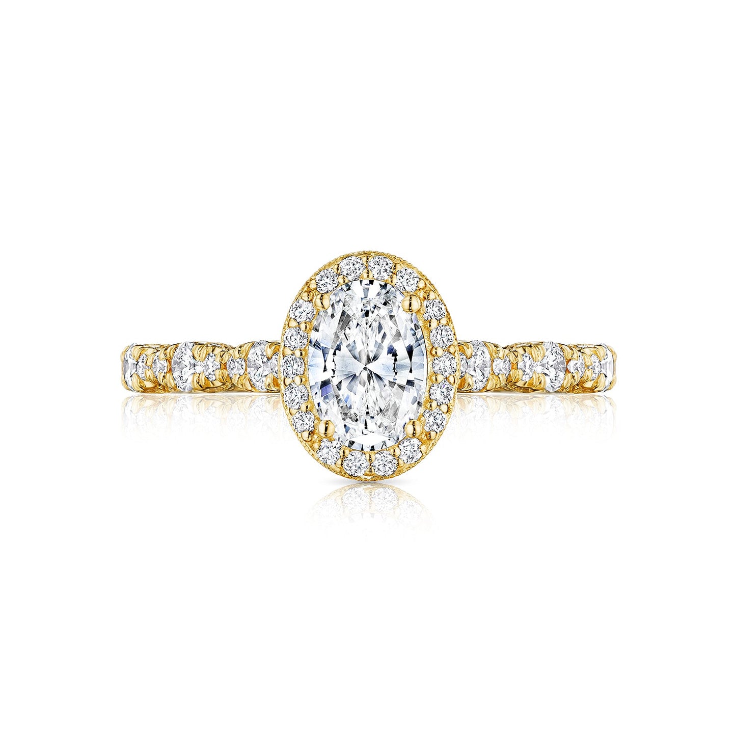 Tacori 18k Yellow Gold Petite Crescent Oval Diamond Engagement Ring Setting (0.5 CTW)
