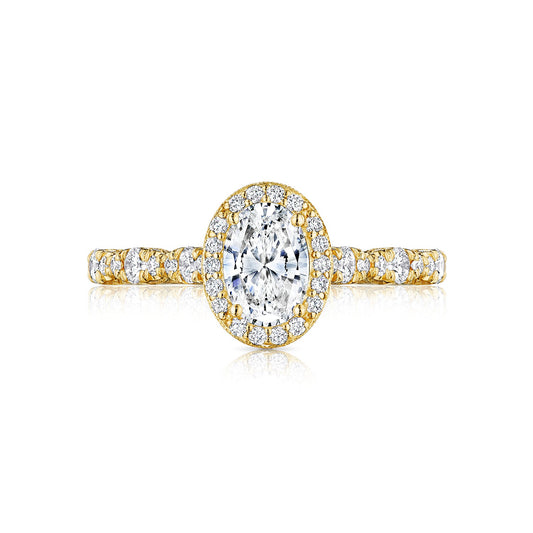 Tacori 18k Yellow Gold Petite Crescent Oval Diamond Engagement Ring Setting (0.5 CTW)