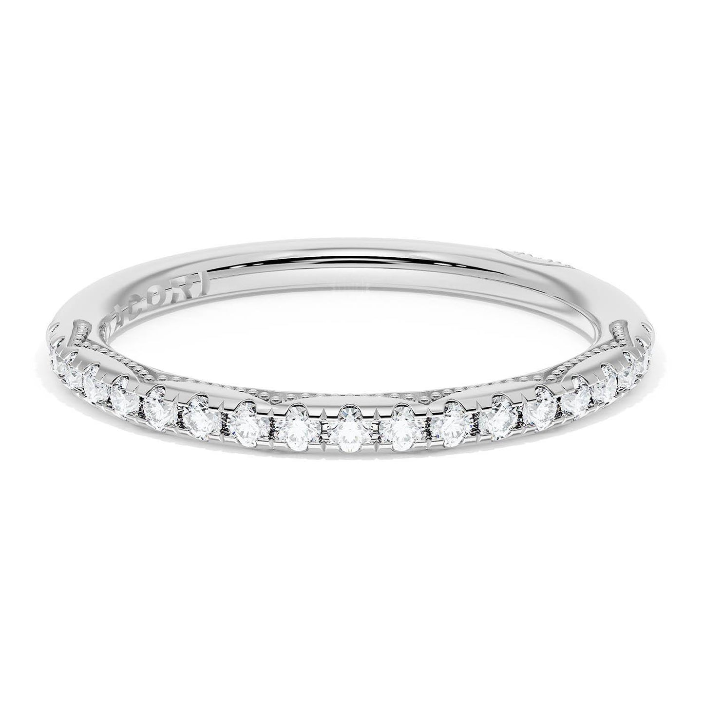 French Pavé Diamond Wedding Band, 2.0mm