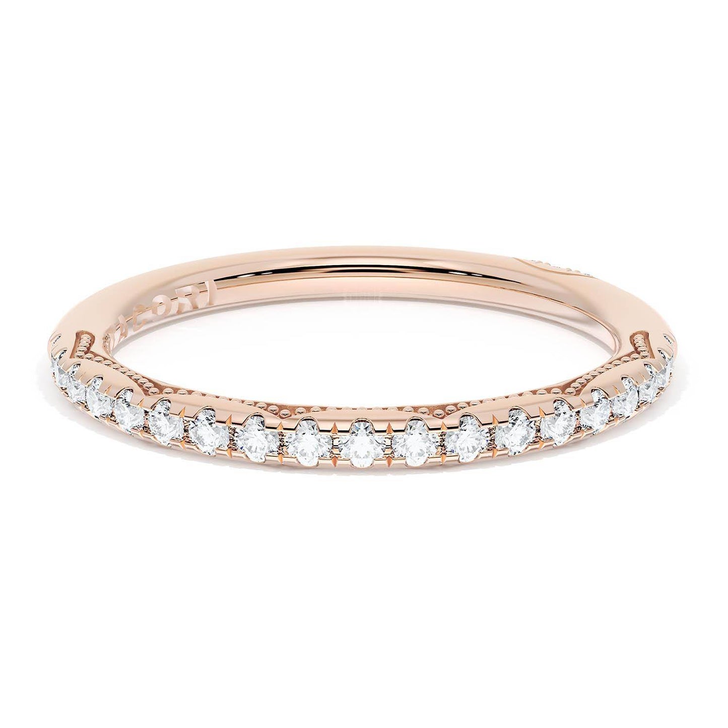 French Pavé Diamond Wedding Band, 2.0mm