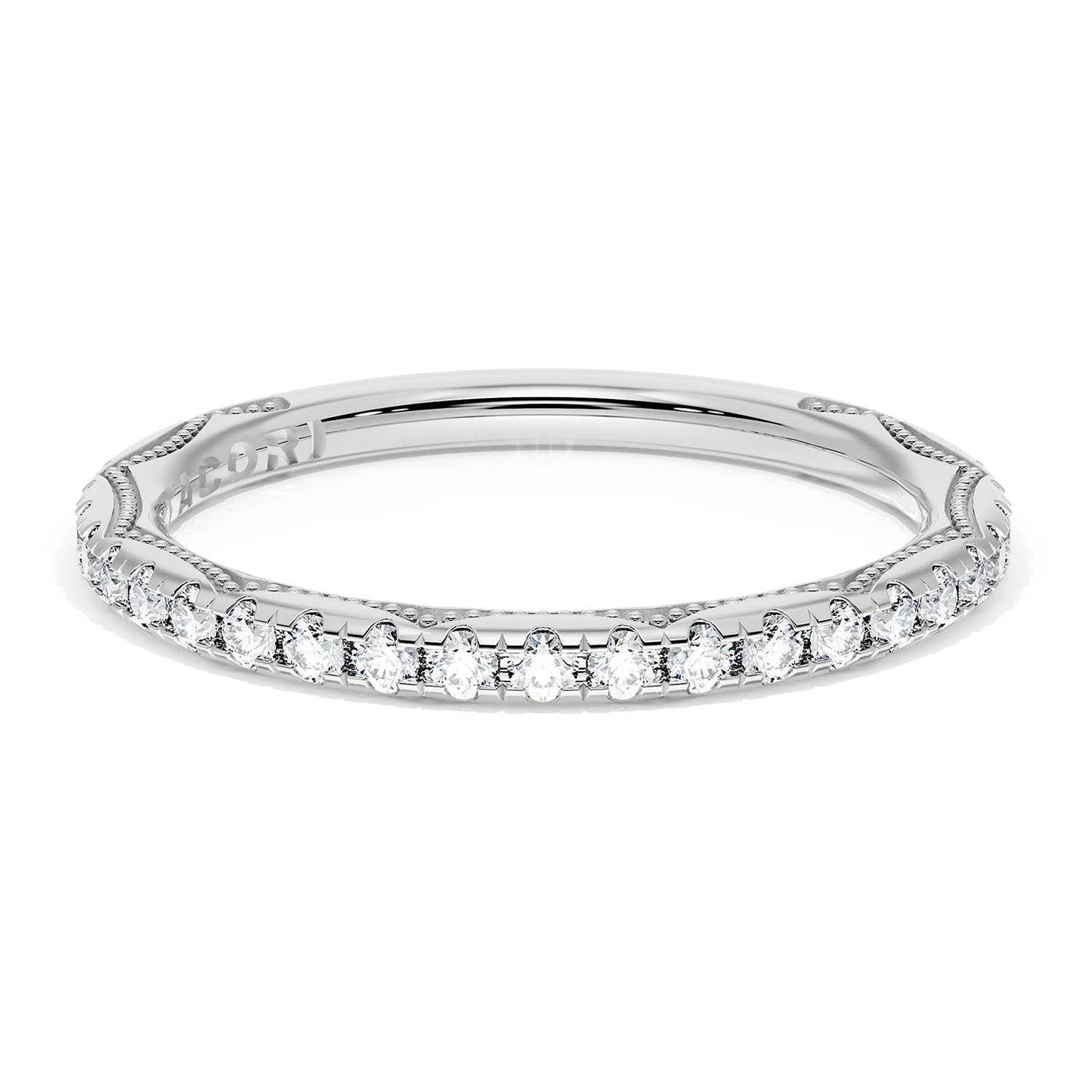 French Pavé Diamond Wedding Band, 2.0mm