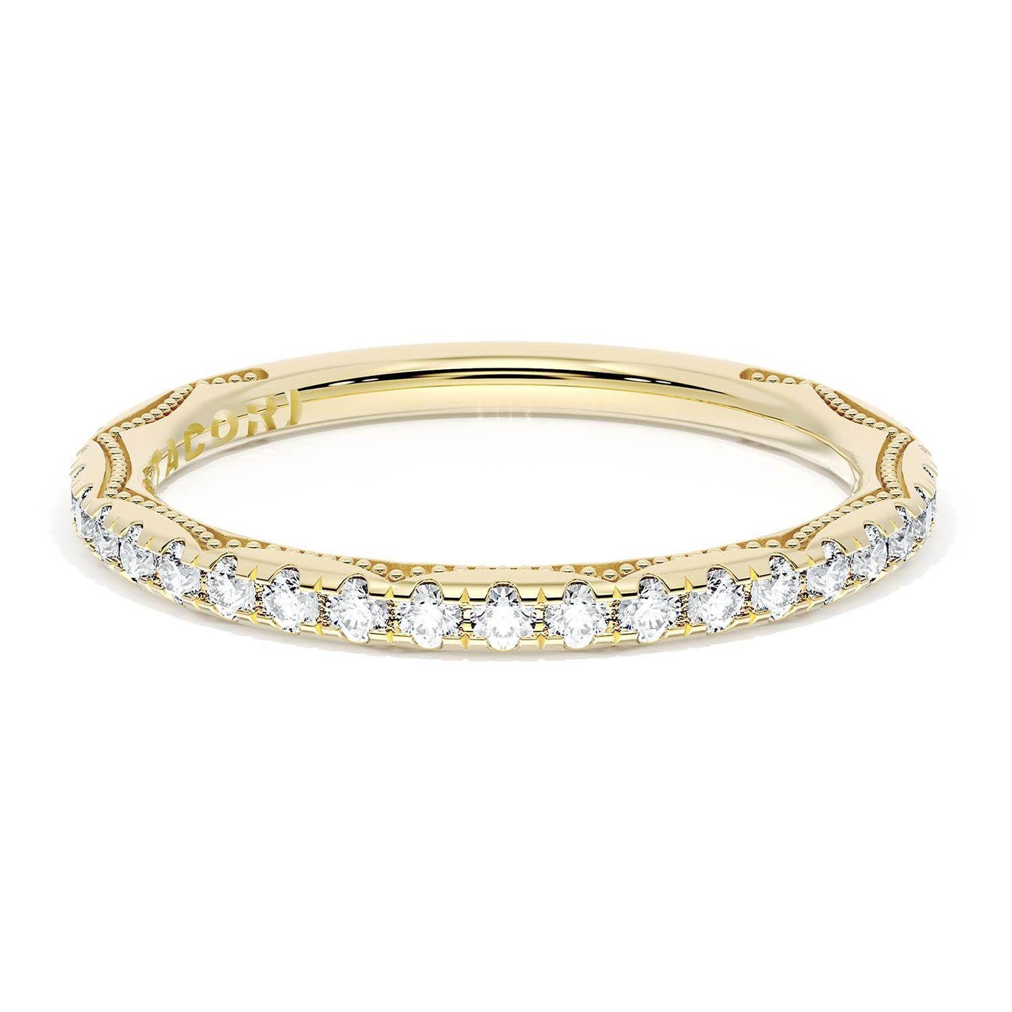 French Pavé Diamond Wedding Band, 2.0mm