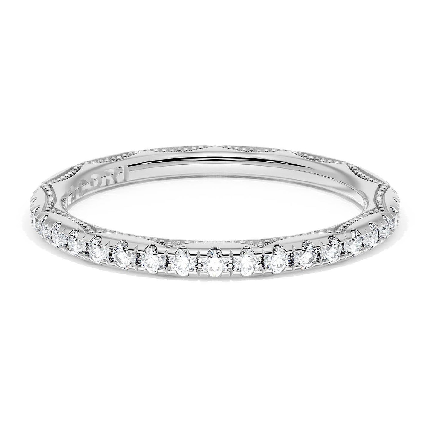 French Pavé Diamond Wedding Band, 2.0mm