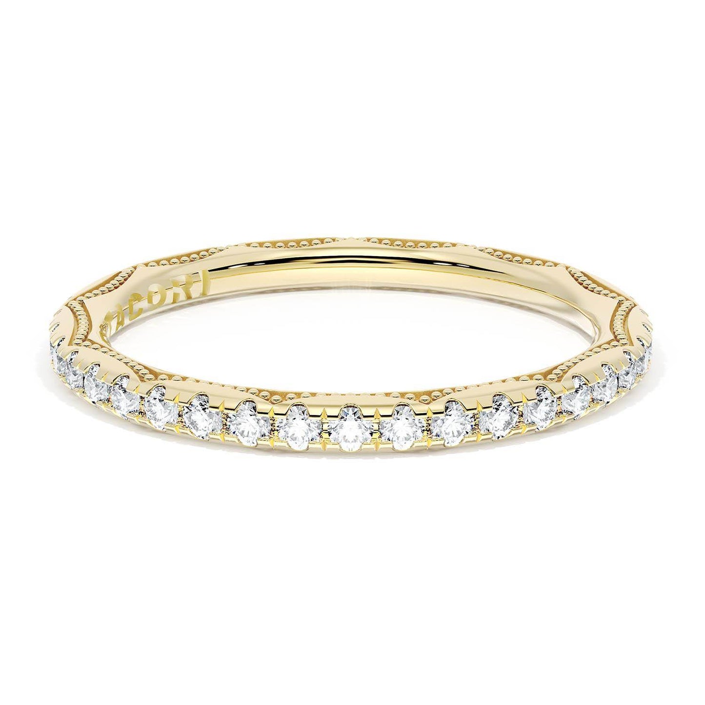 French Pavé Diamond Wedding Band, 2.0mm