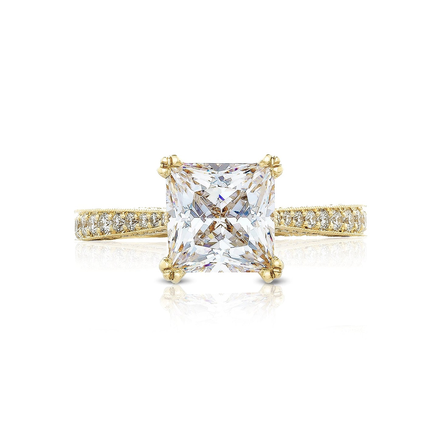Tacori 18k Yellow Gold RoyalT Princess Diamond Engagement Ring Setting (0.73 CTW)