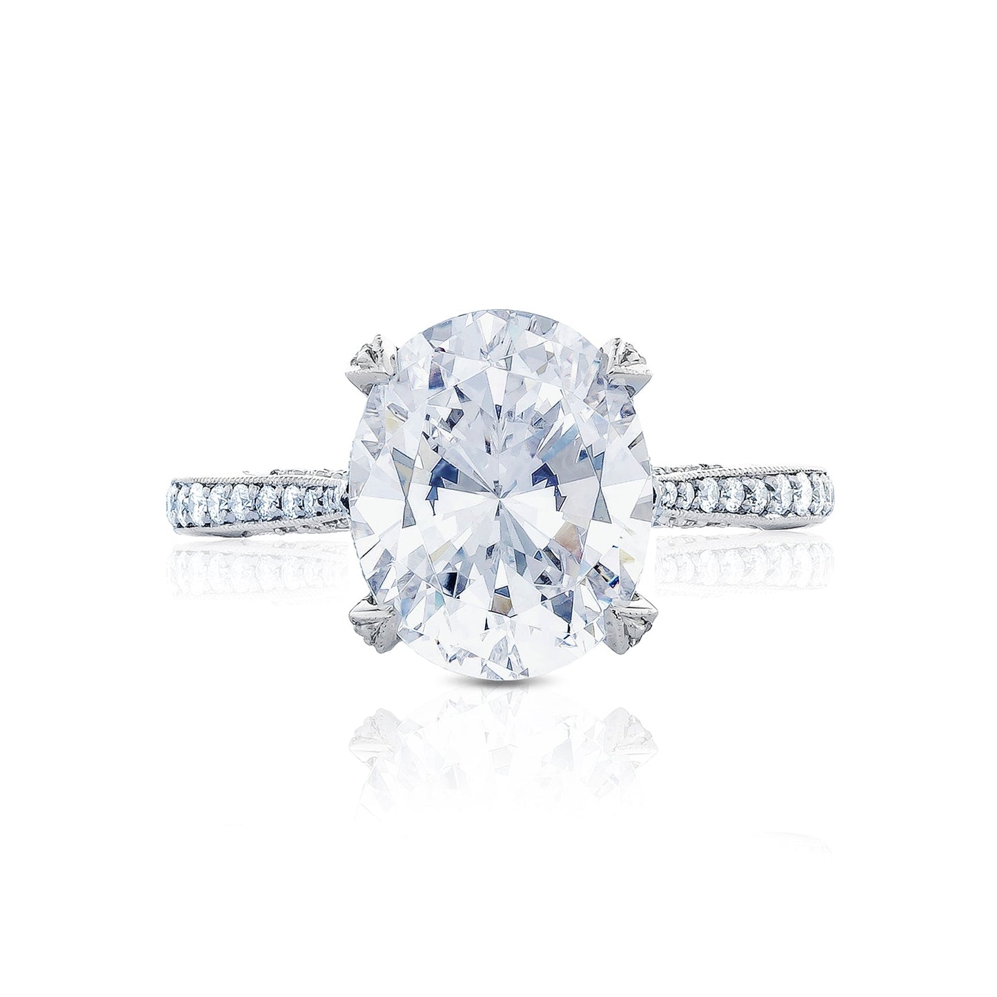 Tacori Platinum RoyalT Oval Diamond Engagement Ring Setting (0.47 CTW)