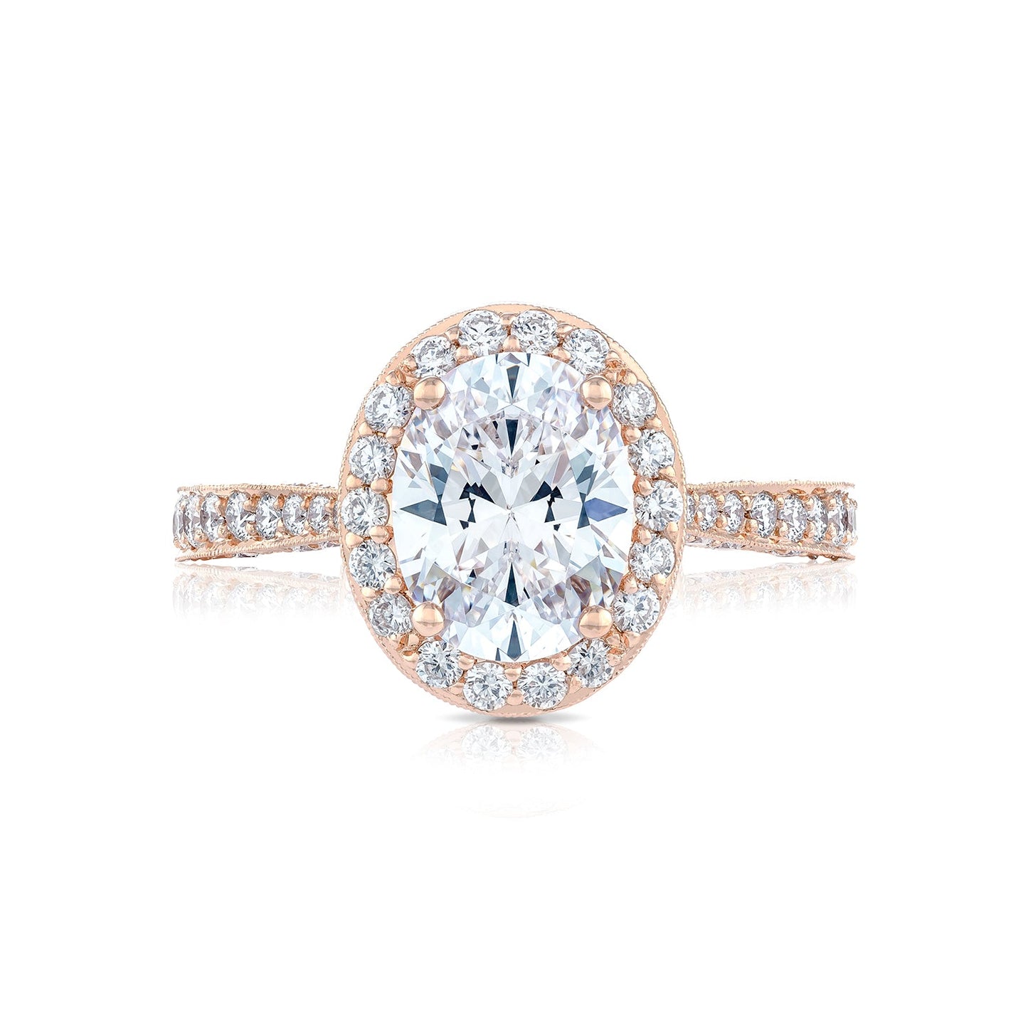 Tacori 18k Rose Gold RoyalT Oval Diamond Engagement Ring Setting (0.96 CTW)