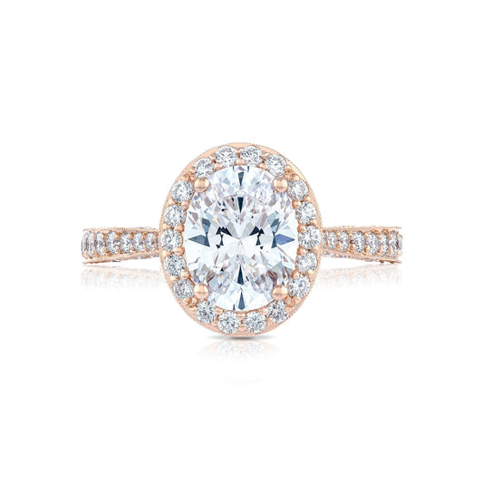Tacori 18k Rose Gold RoyalT Oval Diamond Engagement Ring Setting (0.96 CTW)