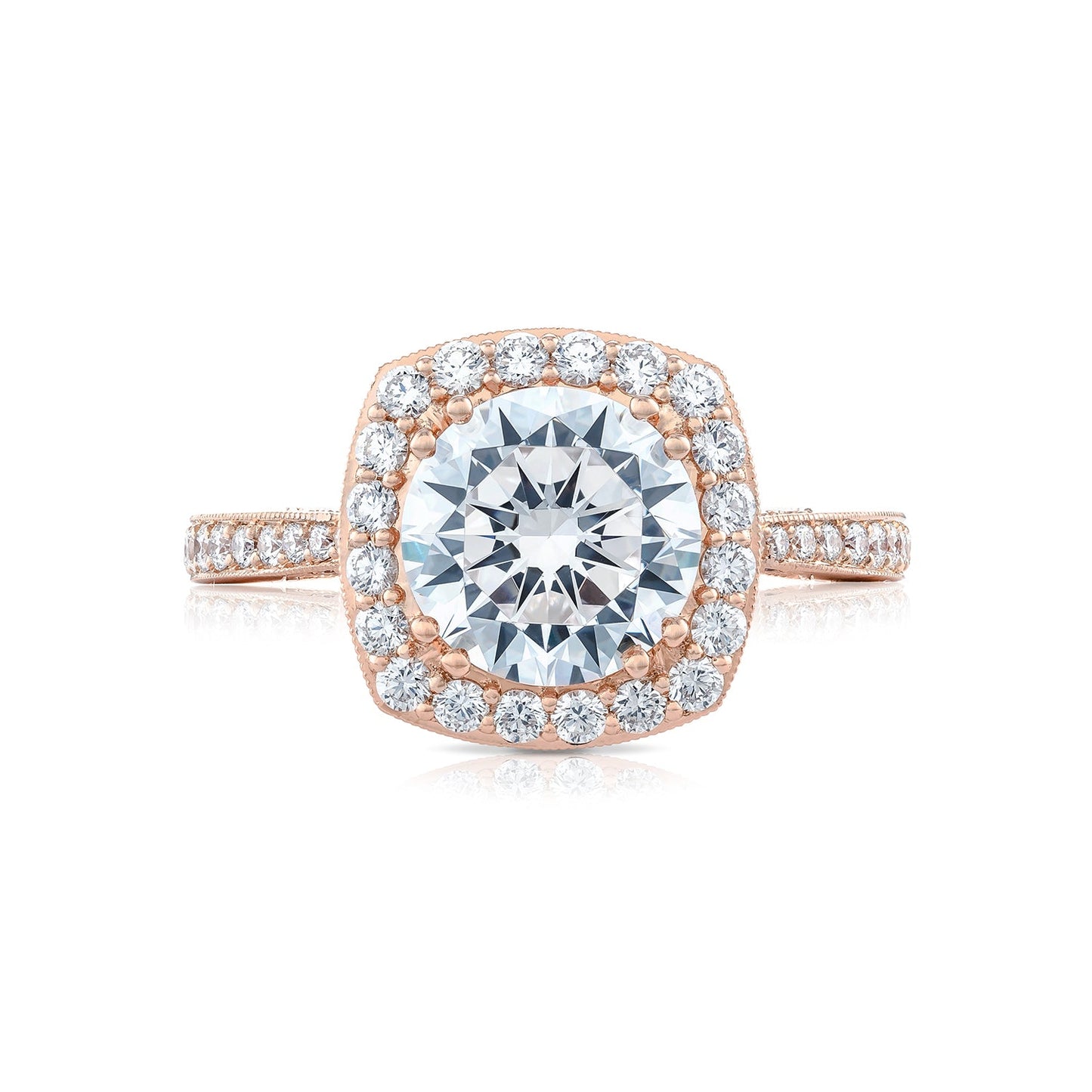 Tacori 18k Rose Gold RoyalT Round Diamond Engagement Ring Setting (0.76 CTW)