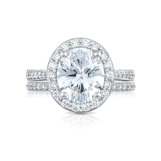 Tacori Platinum RoyalT Oval Diamond Engagement Ring Setting (0.8CTW)