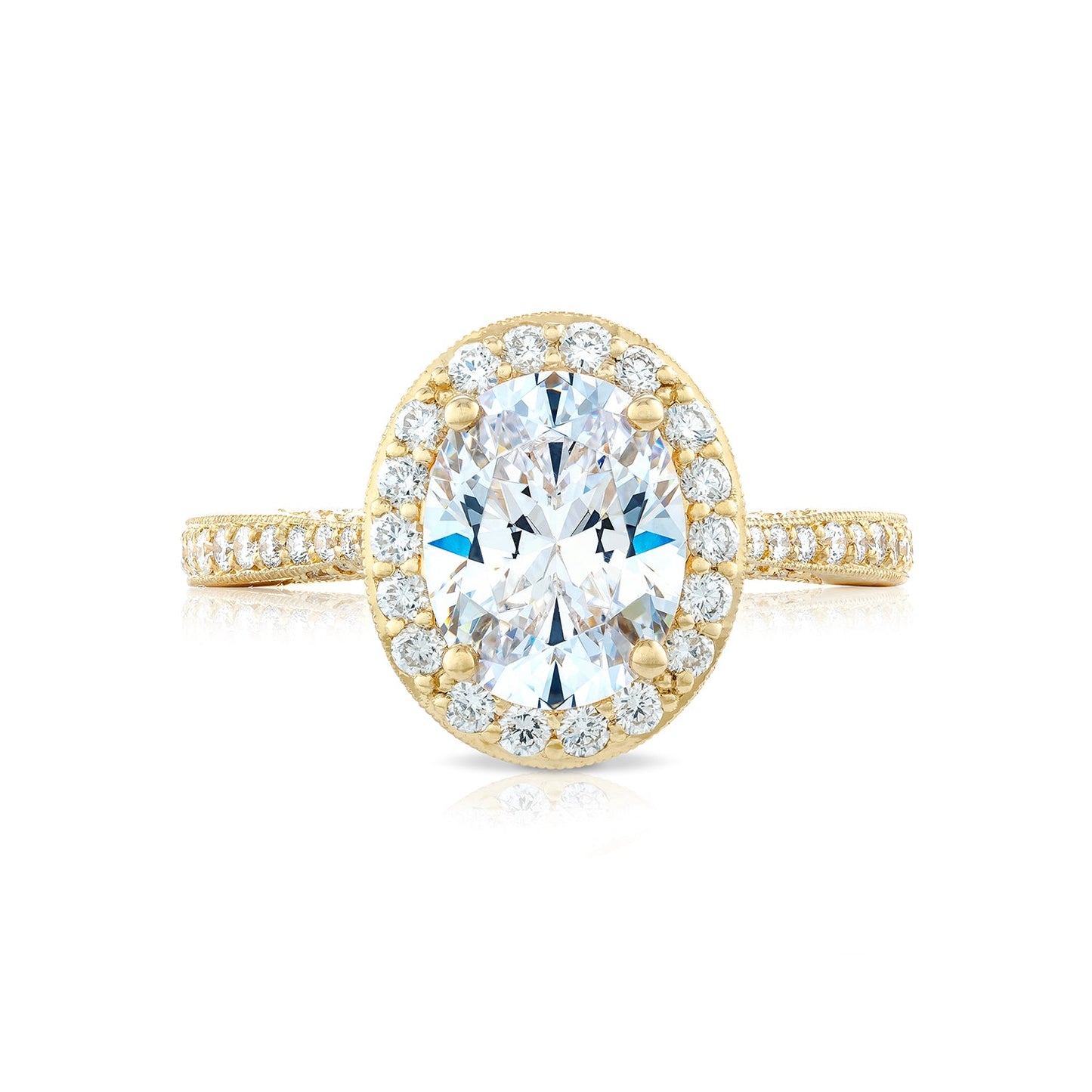 Tacori 18k Yellow Gold RoyalT Oval Diamond Engagement Ring Setting (0.7 CTW)