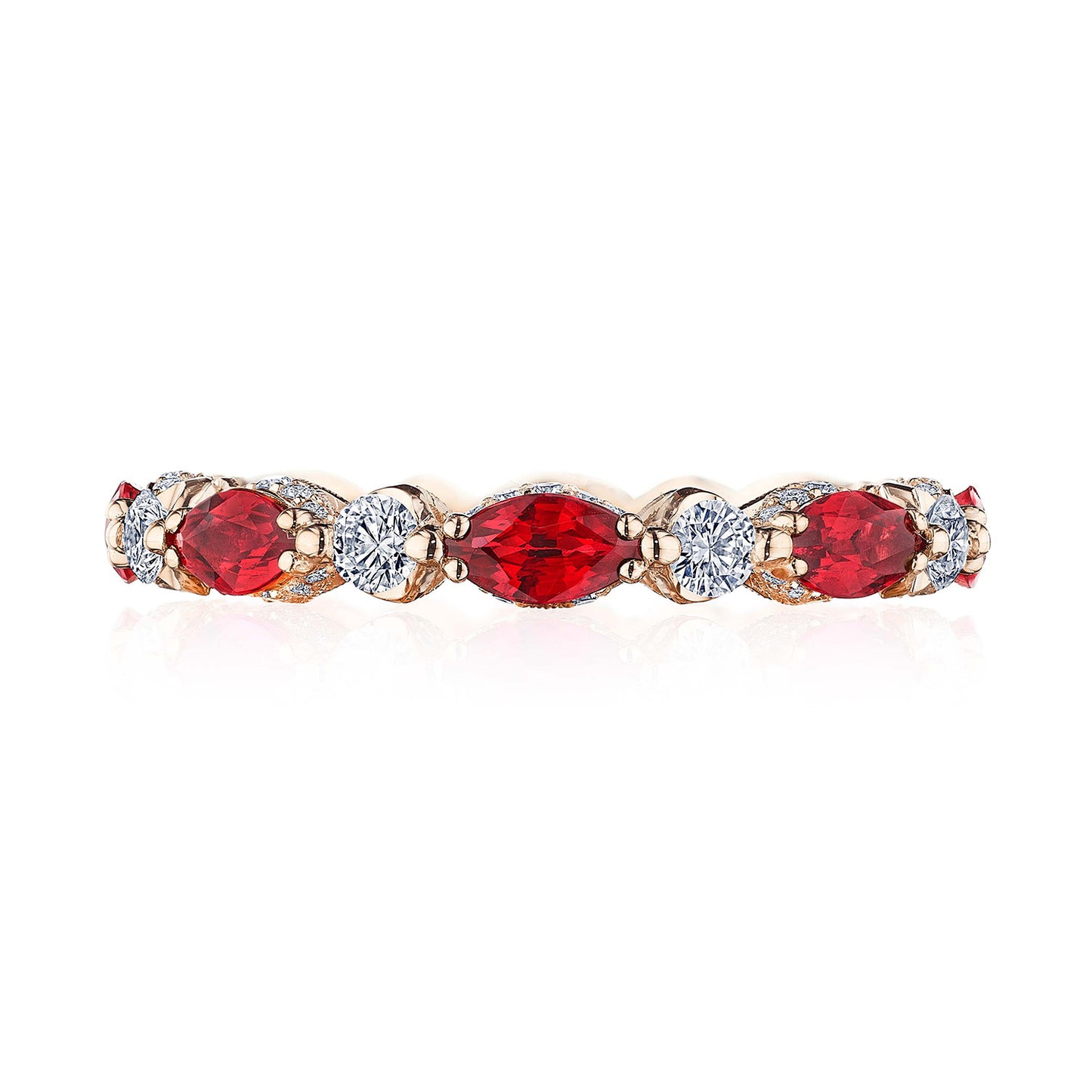 Marquise Ruby and Round Diamond Eternity Band