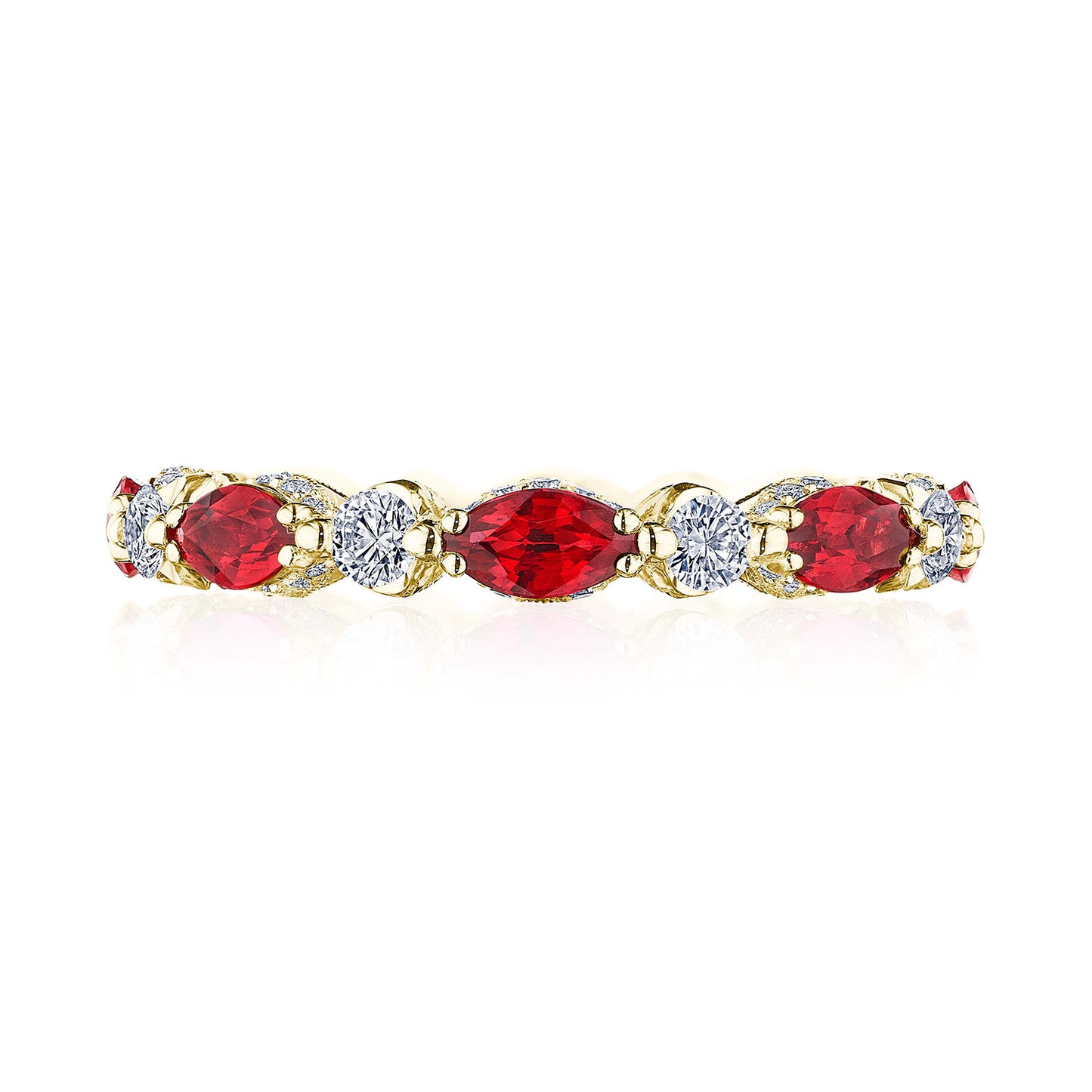 Marquise Ruby and Round Diamond Eternity Band