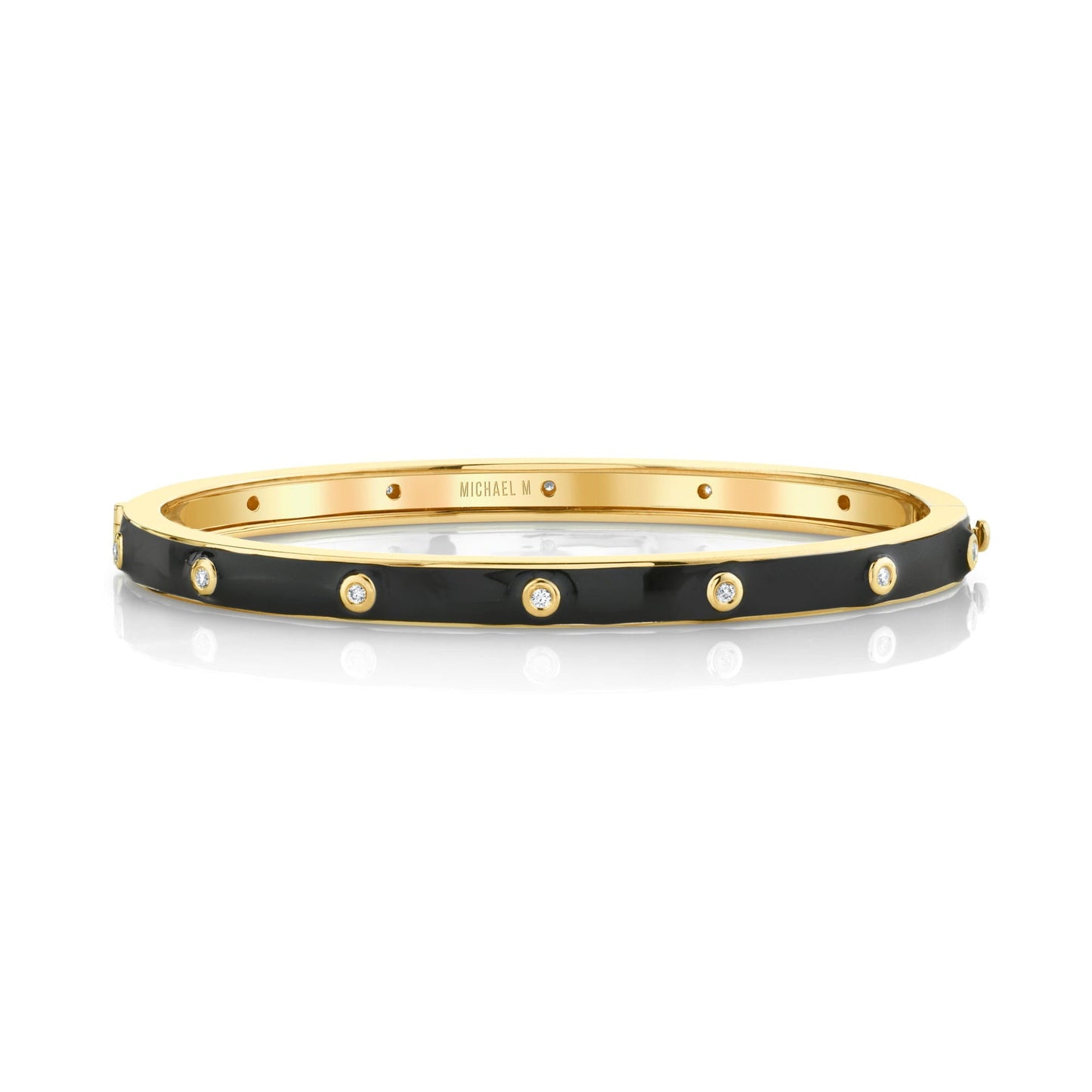 MICHAEL M Bracelet 14k Yellow Gold / Black / Small Chroma Extruded Bezel Bangle BR485