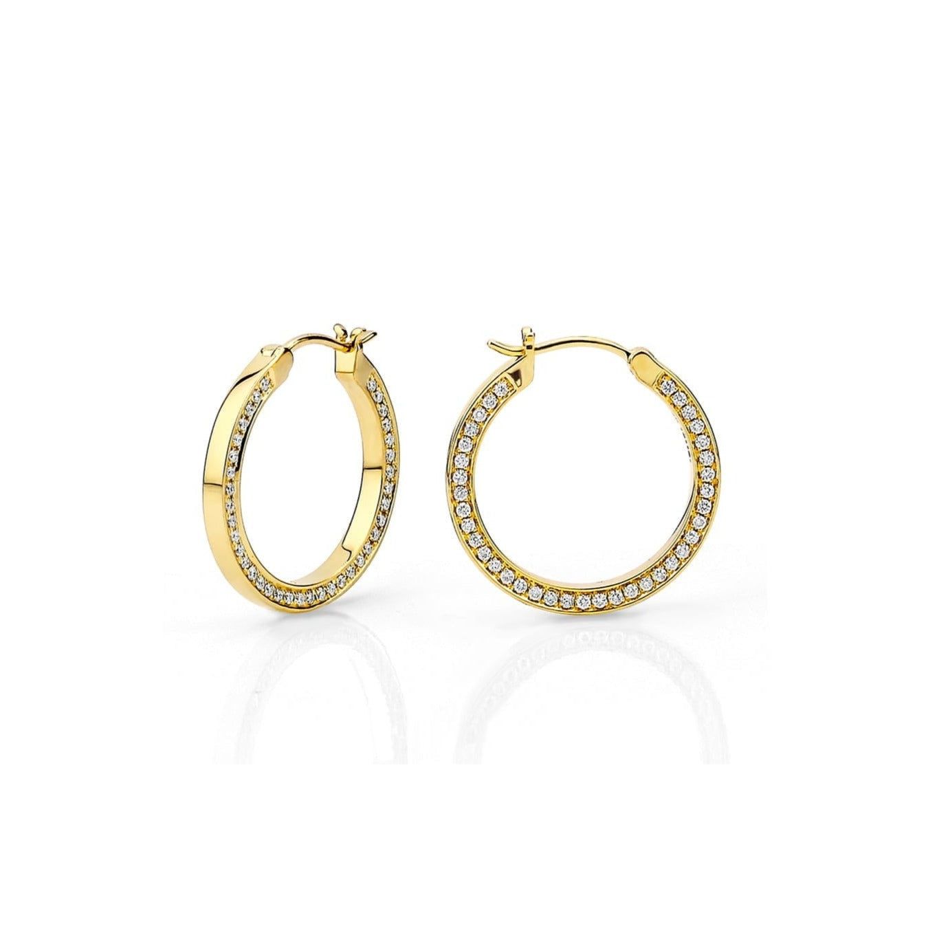 MICHAEL M Earrings Small Chroma Gold Edge Pavé Hoops