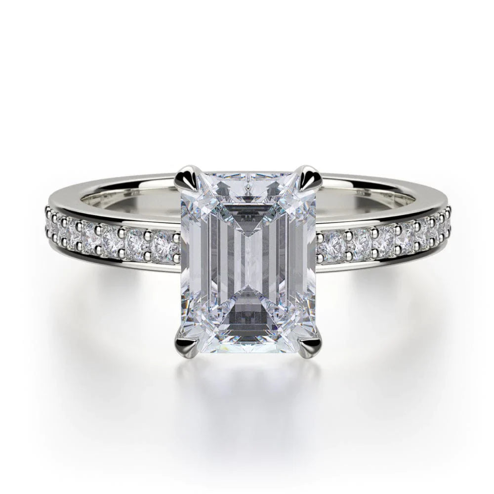 Michael M Center Stone Prong Emerald Engagement Ring