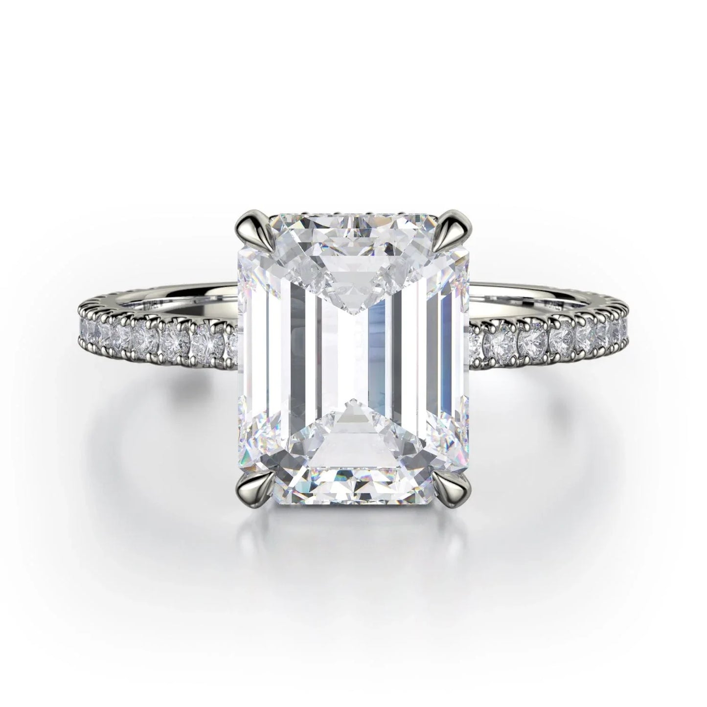 MICHAEL M Engagement Rings 18K White Gold CROWN R715-2 Emerald Solitaire R715-2EMWG