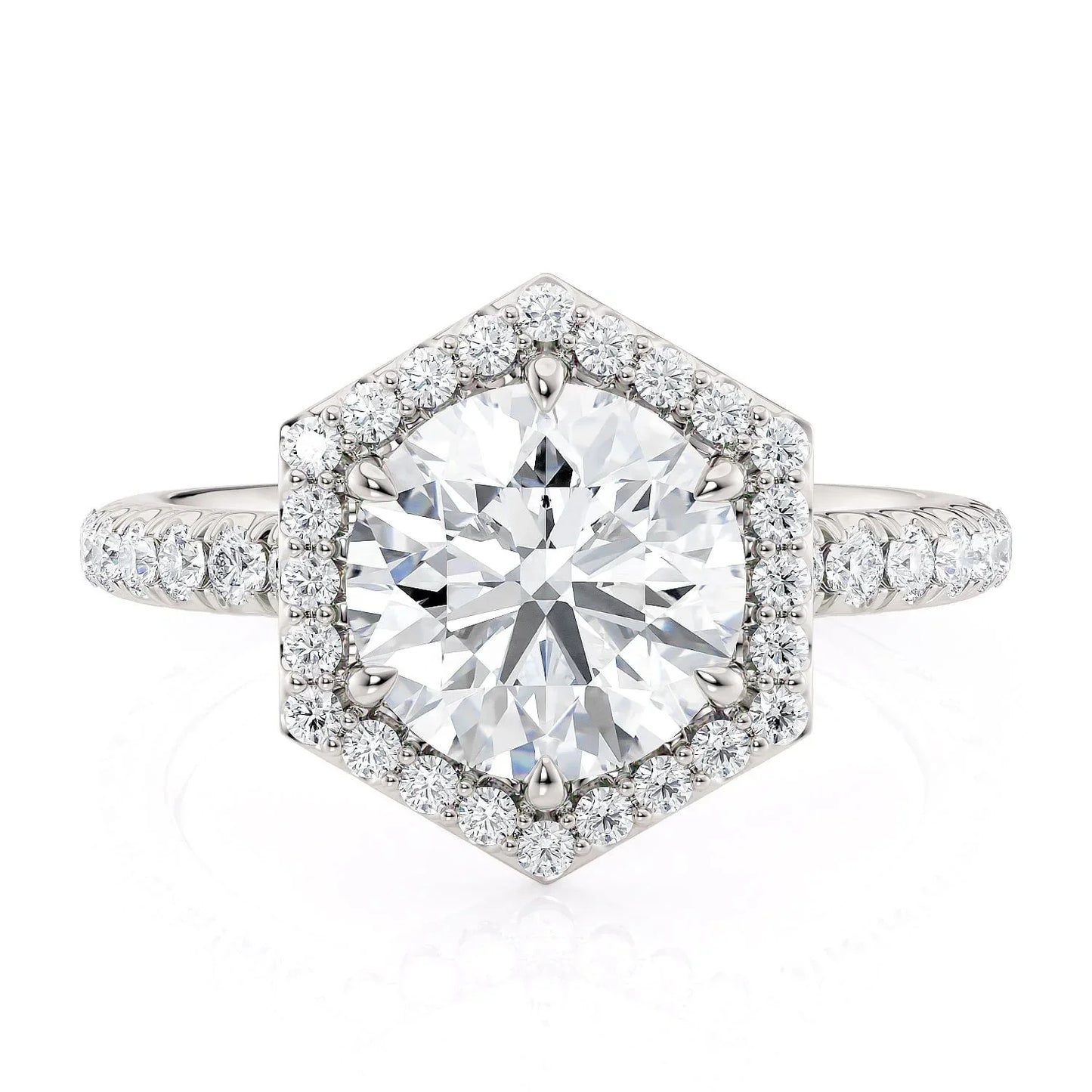 MICHAEL M Engagement Rings 18K White Gold Hex R794-2 R794-2
