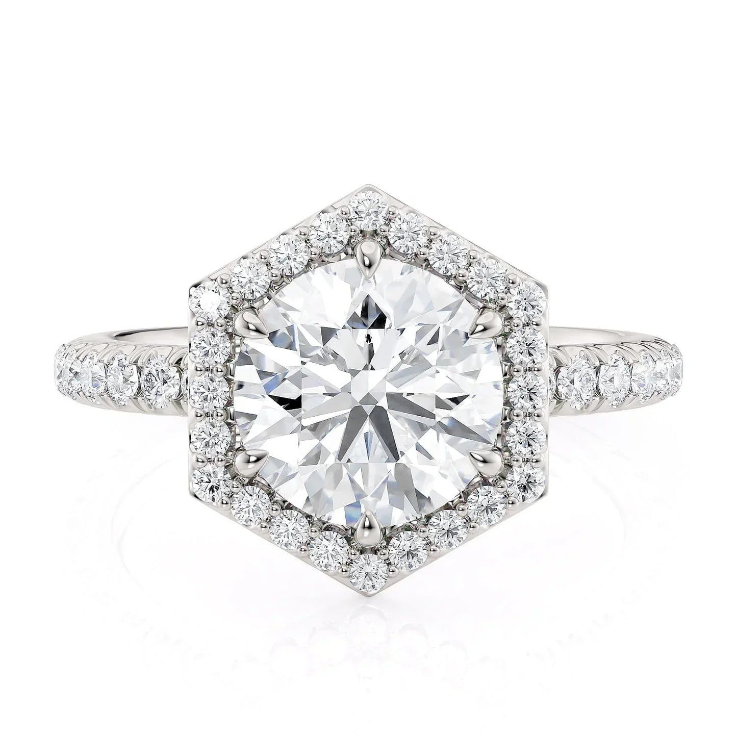 MICHAEL M Engagement Rings 18K White Gold Hex R794-2 R794-2