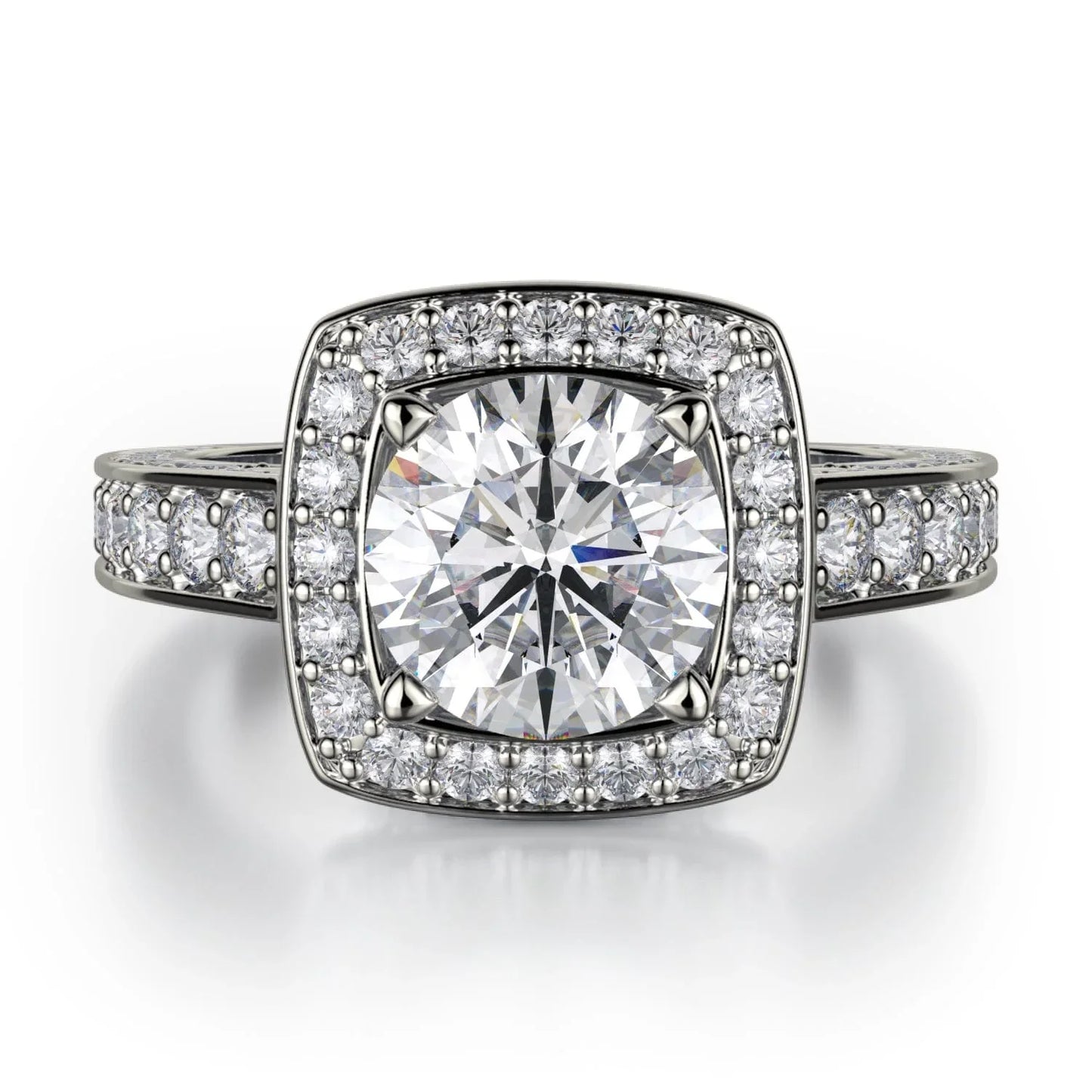 MICHAEL M Engagement Rings 18K White Gold Princess R261-2 R261-2WG