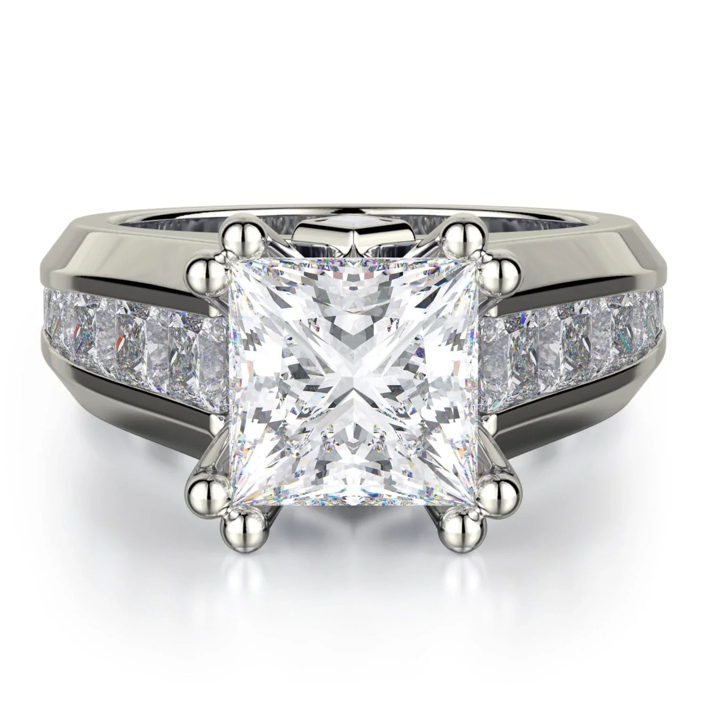 MICHAEL M Engagement Rings 18K White Gold Princess R763-2 R763-2WG