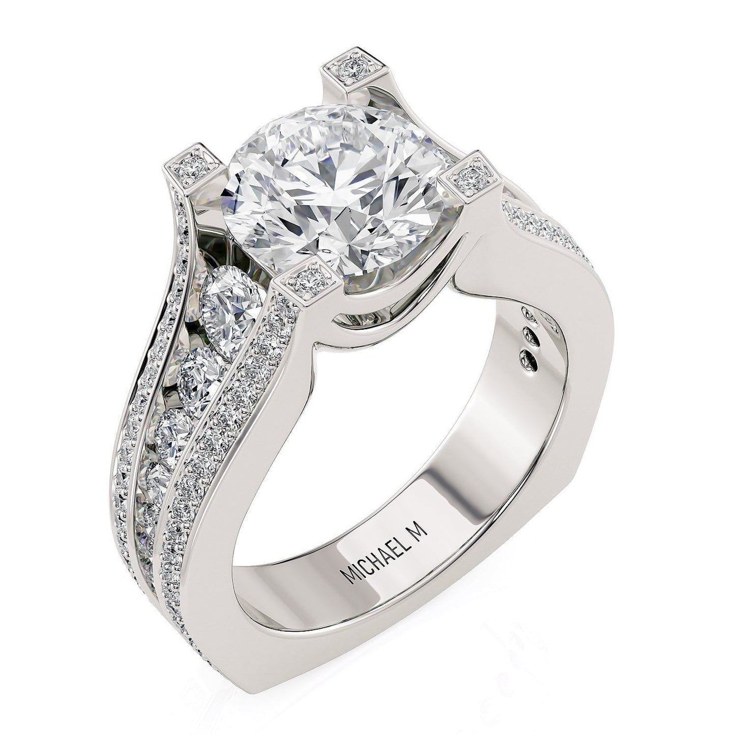 MICHAEL M Engagement Rings 18K White Gold Strada R289-2