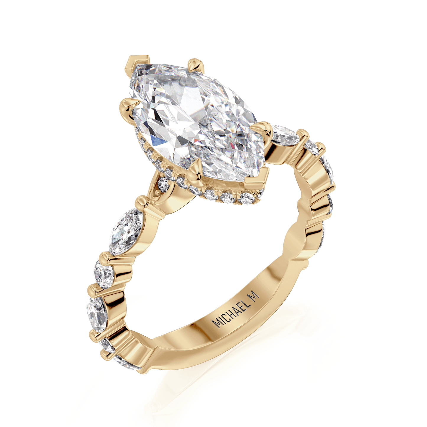 MICHAEL M Engagement Rings 18K Yellow Gold Montage R802-3 Marquise