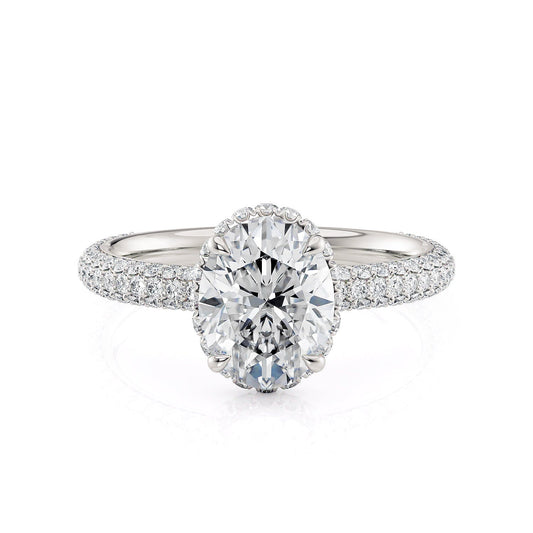 Michael M Hidden Halo Oval Engagement Ring