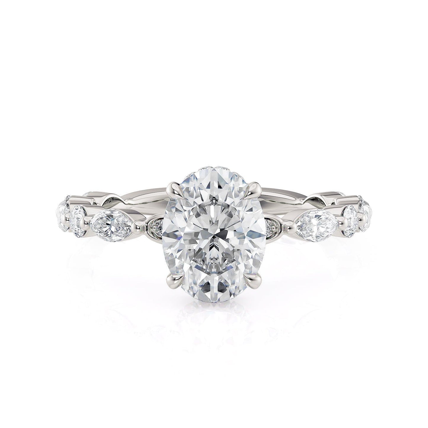 Michael M Hidden Halo Oval Engagement Ring