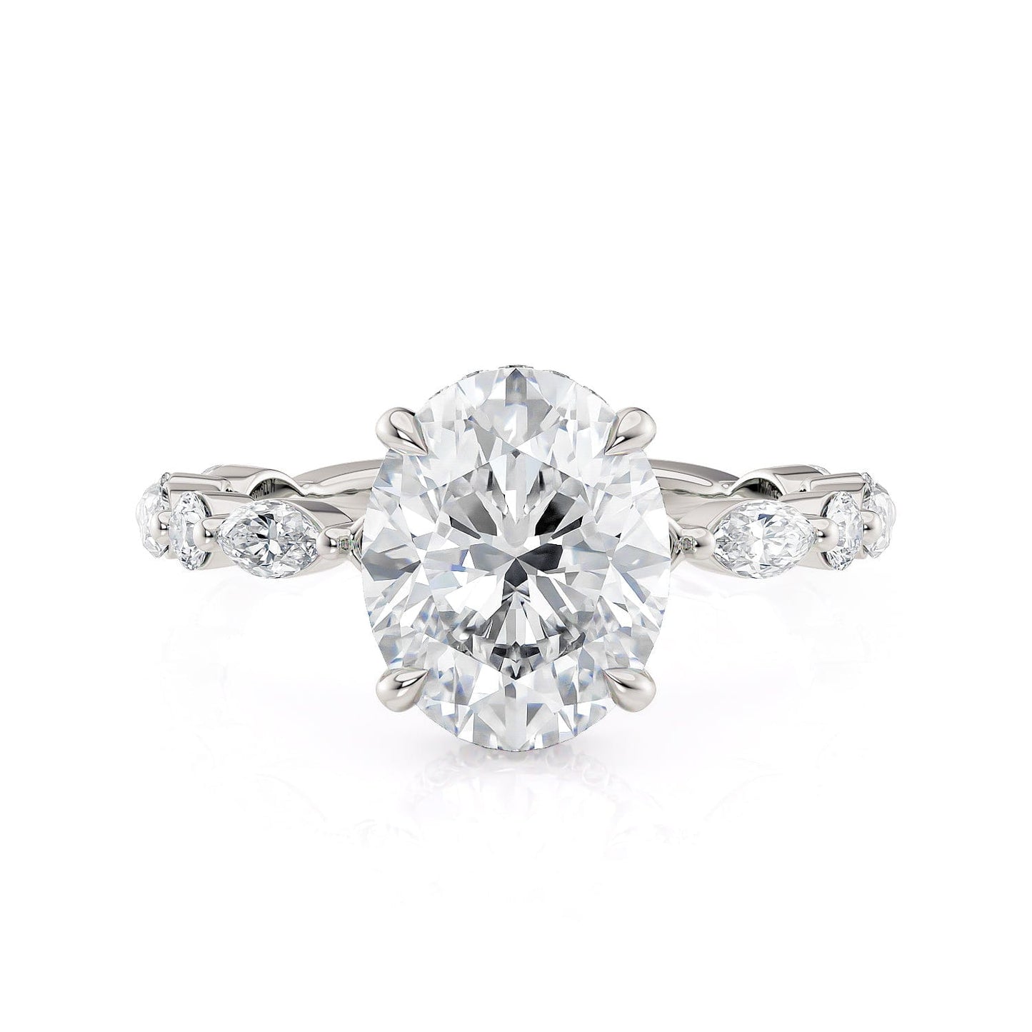 Michael M Hidden Halo Oval Engagement Ring