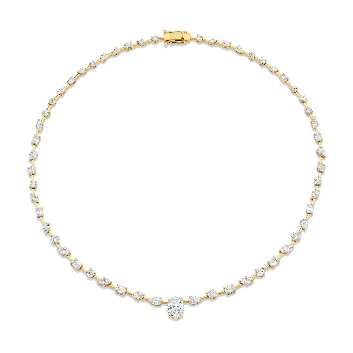 MICHAEL M Fashion Necklaces 18K Yellow Gold Montage Oval Diamond Center Riviera Necklace CN362