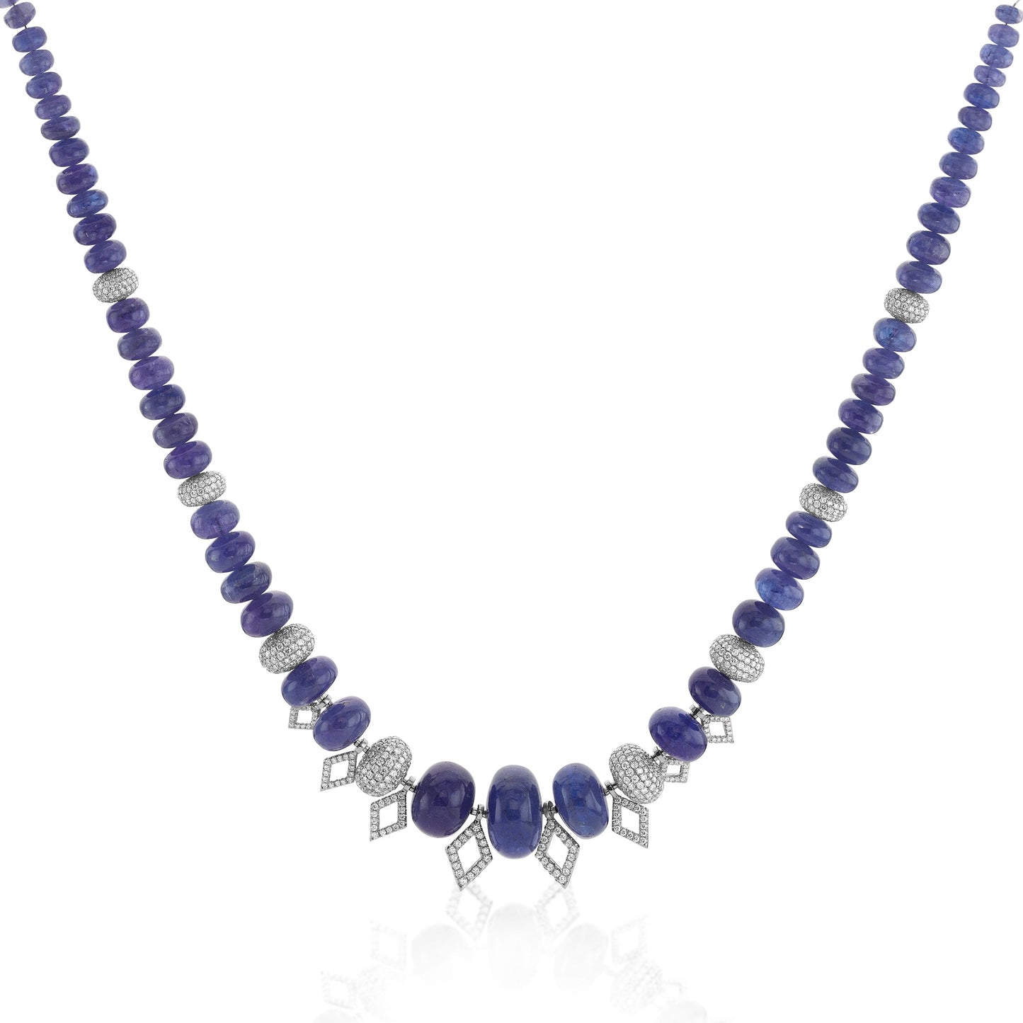 Blue and Diamond Bead Necklace
