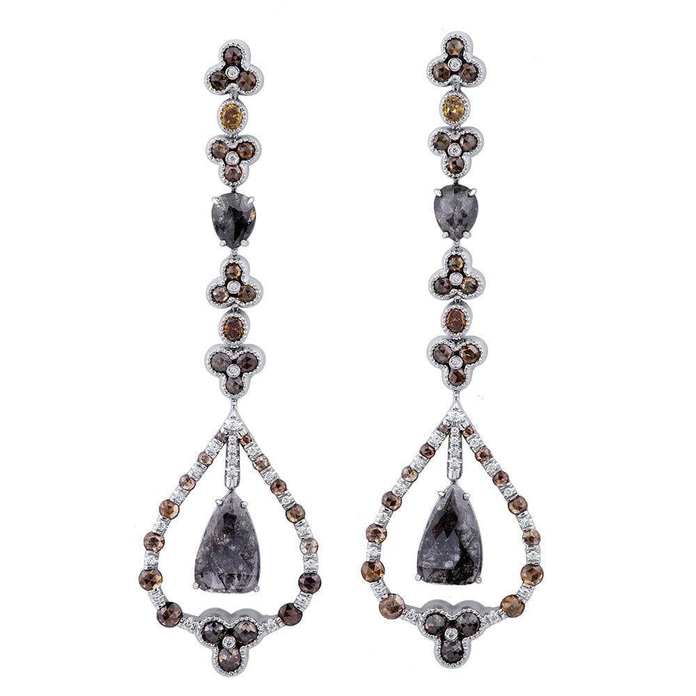 Multi-Colored Diamond Drop Earrings with Floating Ring