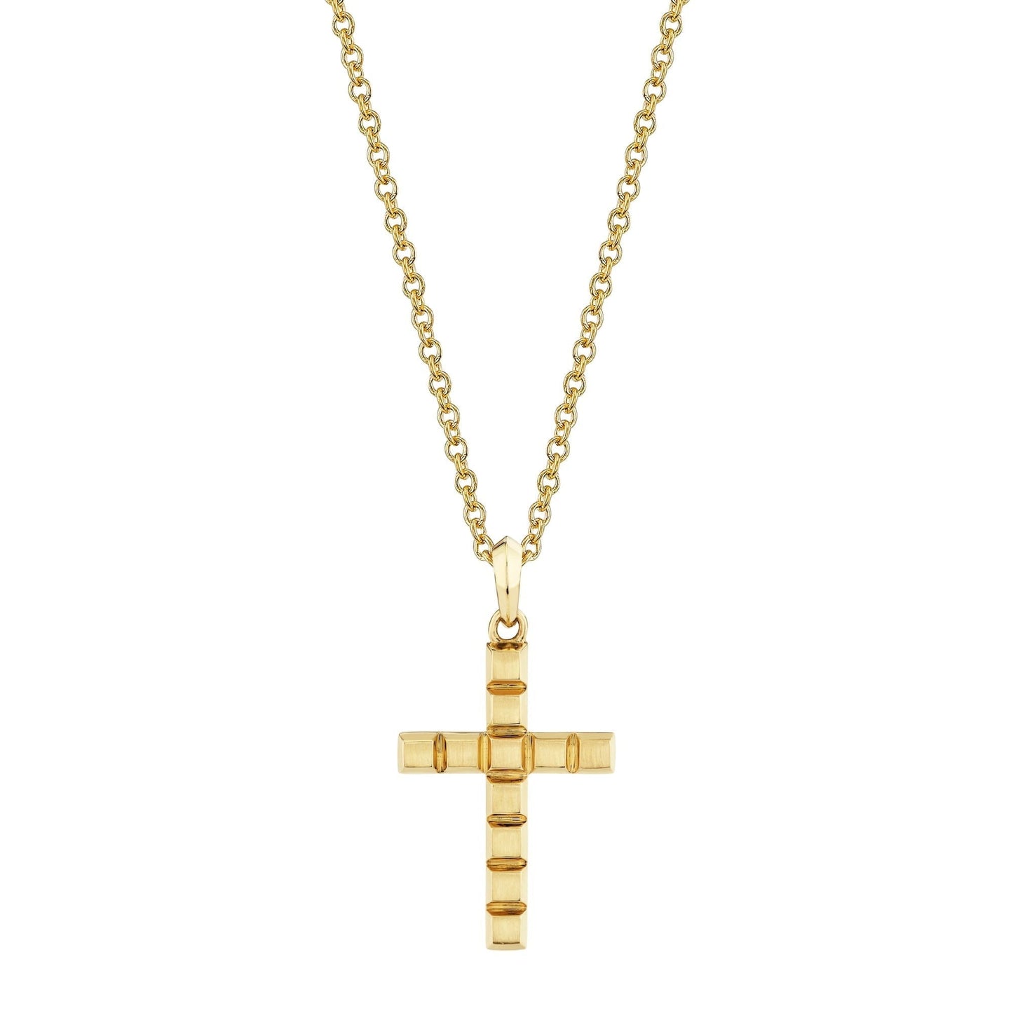 MICHAEL M Men's 18K Yellow Gold Mens Block Cross Pendant MP243