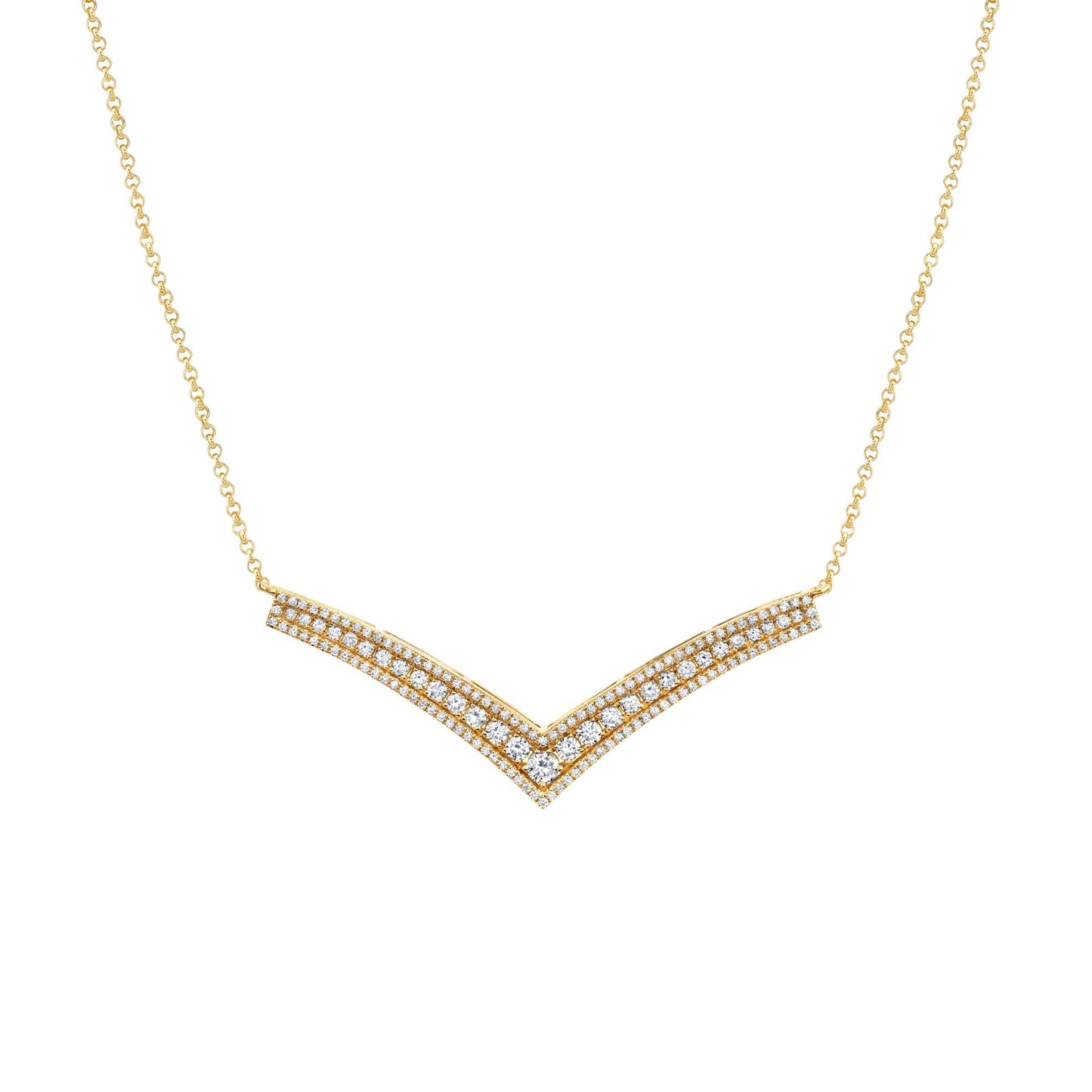 MICHAEL M Necklaces 14K Yellow Gold Europa Chevron Necklace CN399-14KYG