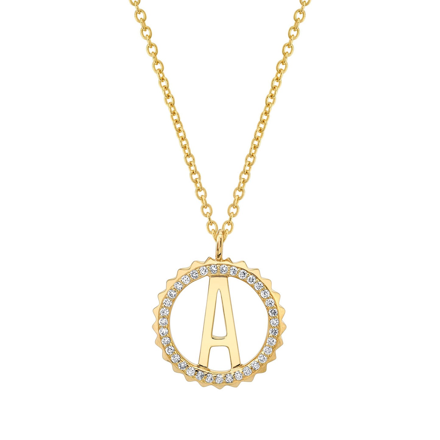 Mini Tetra Pavé Initial Medallion