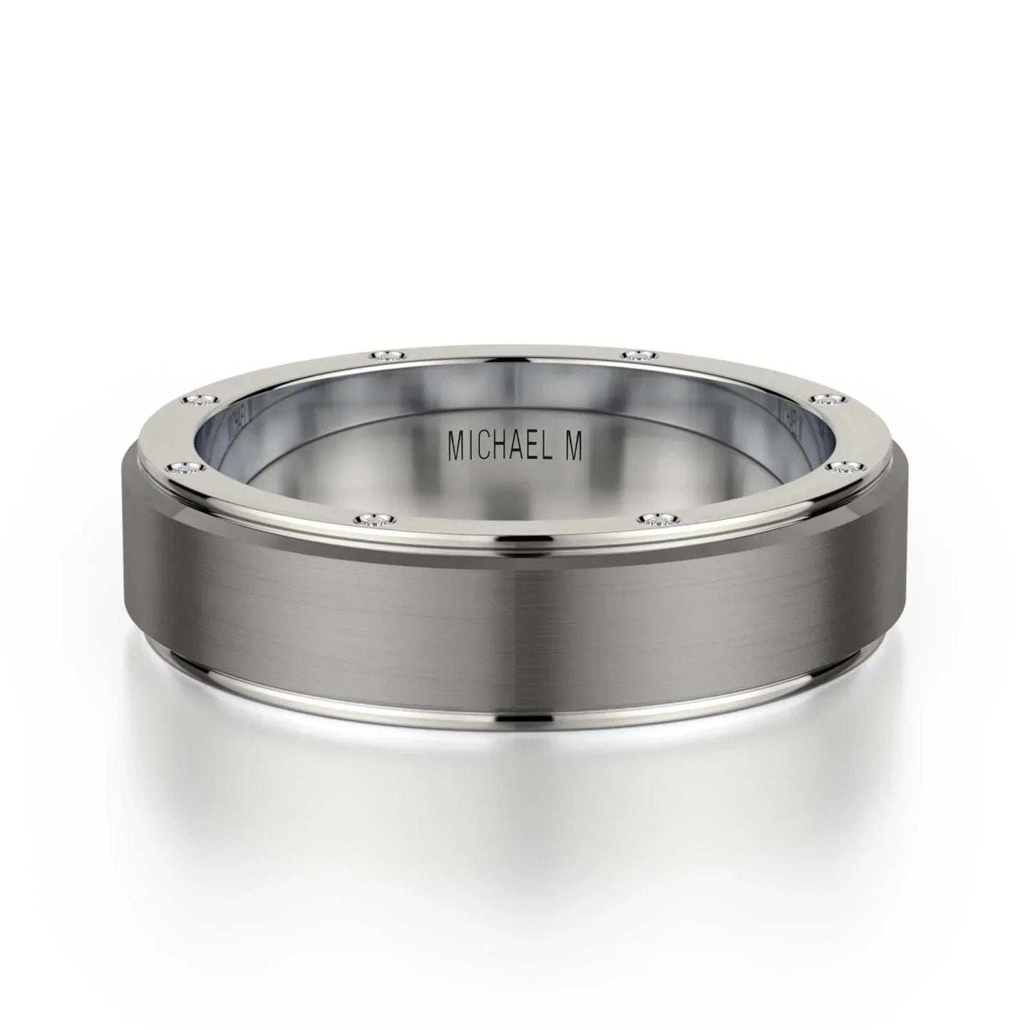 MICHAEL M Wedding Bands 18K White Gold/ Titanium Men's Band MB116 MB-116WG