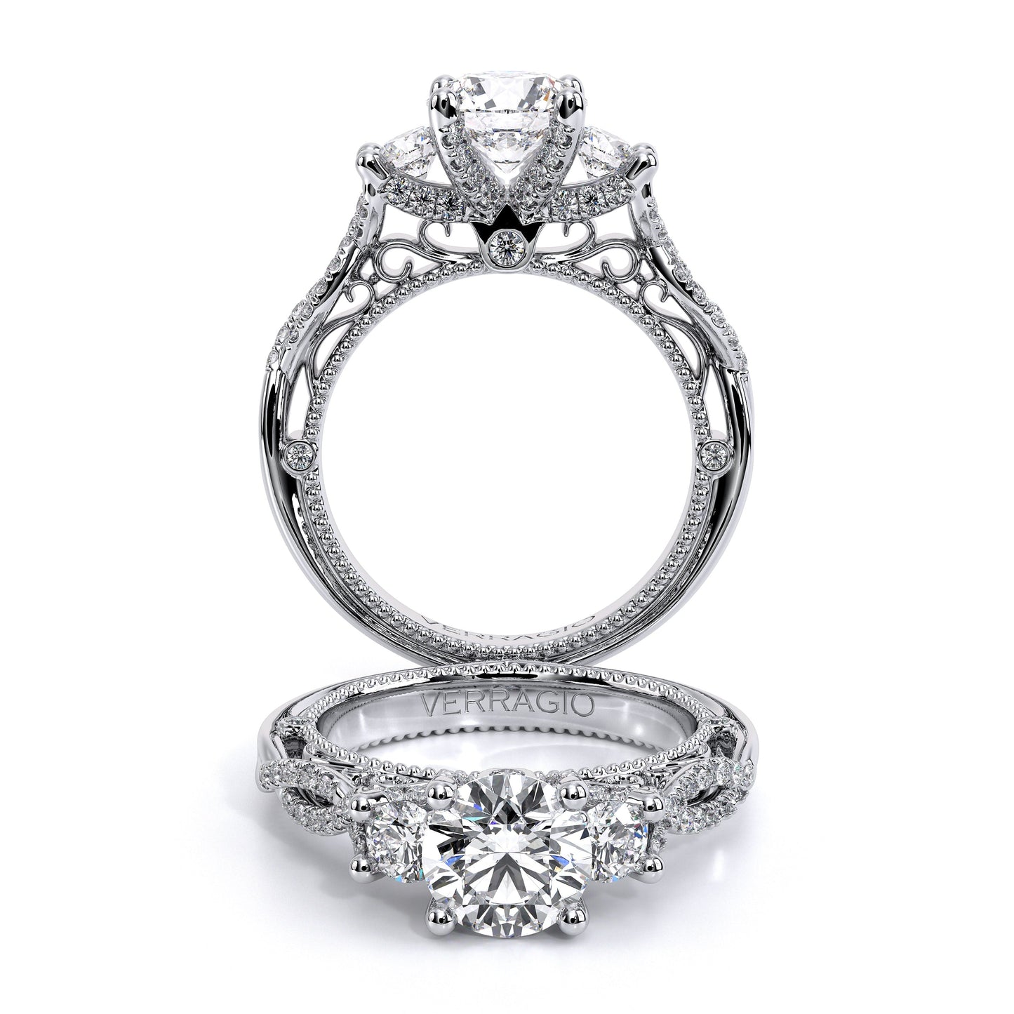Verragio Three-Stone Round Engagement Ring