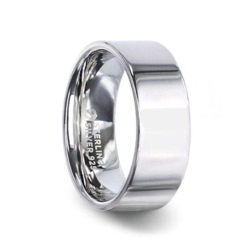 ARGENTA Silver Polished Finish Flat Style Women's Wedding Band - 4mm - Thorsten Rings
