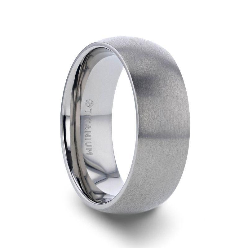 ERIS Men's Titanium Brushed Finish Domed Wedding Band - 6mm & 8mm - Thorsten Rings