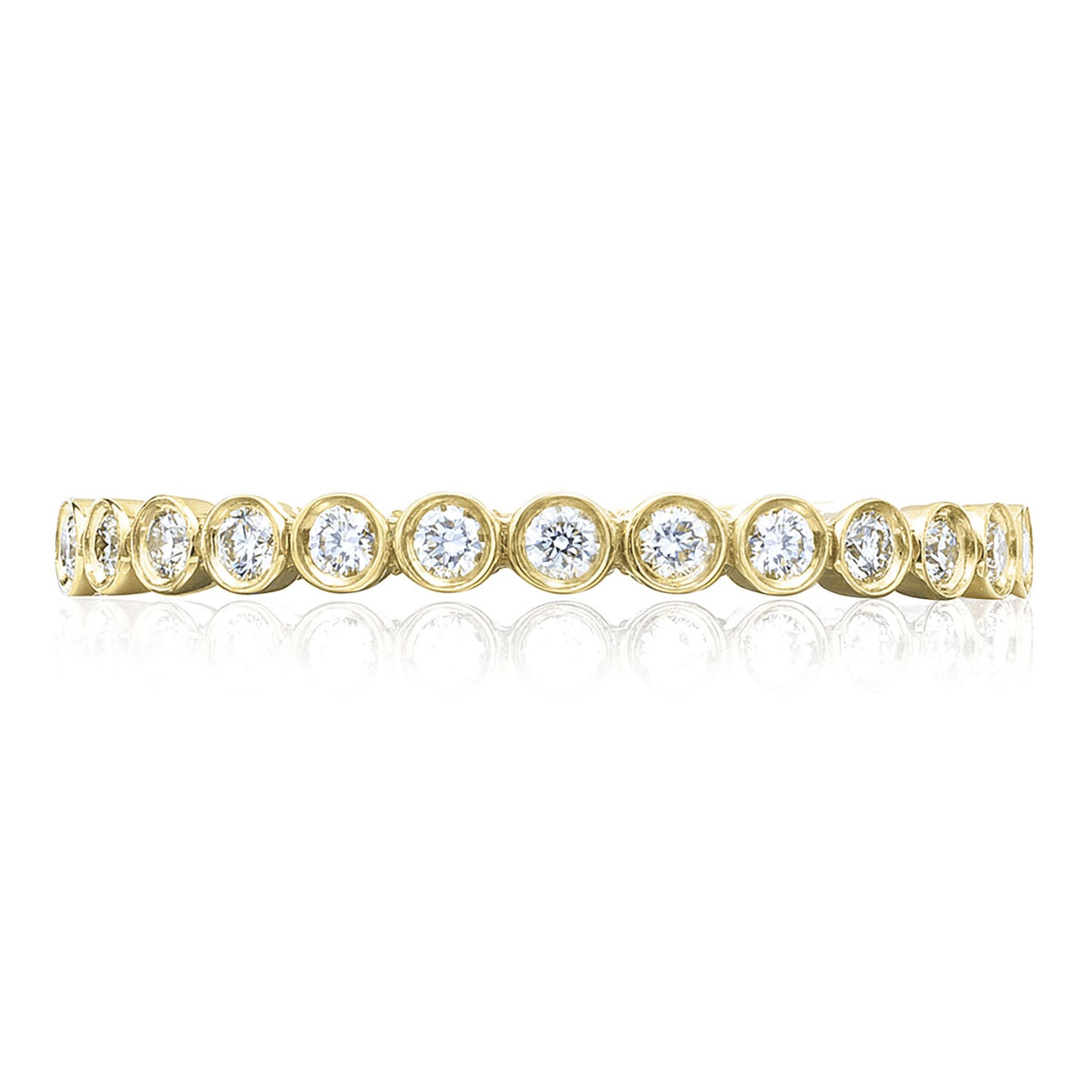 Round Bezel Droplet Wedding Band with Diamond