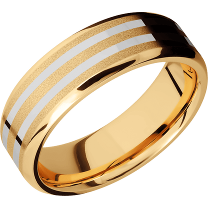 14K Yellow Gold + Sand , Polish Finish