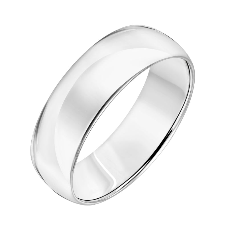 Goldman 14k White Gold Ladies 7mm High Polished Wedding Band