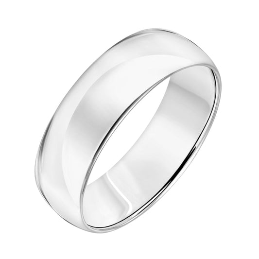 Goldman 14k White Gold Ladies 7mm High Polished Wedding Band