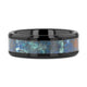 CELADON Black Beveled Ceramic Wedding Band with Polished Chrysocolla Inlay - 8mm