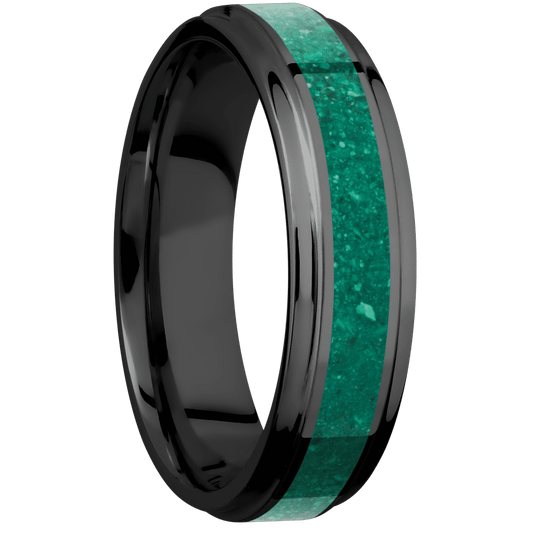 Zirconium with Polish , Polish Finish and Malachite Inlay